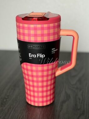 Brumate Peach Gingham 30OZ ERA FLIP TUMBLER NEW
